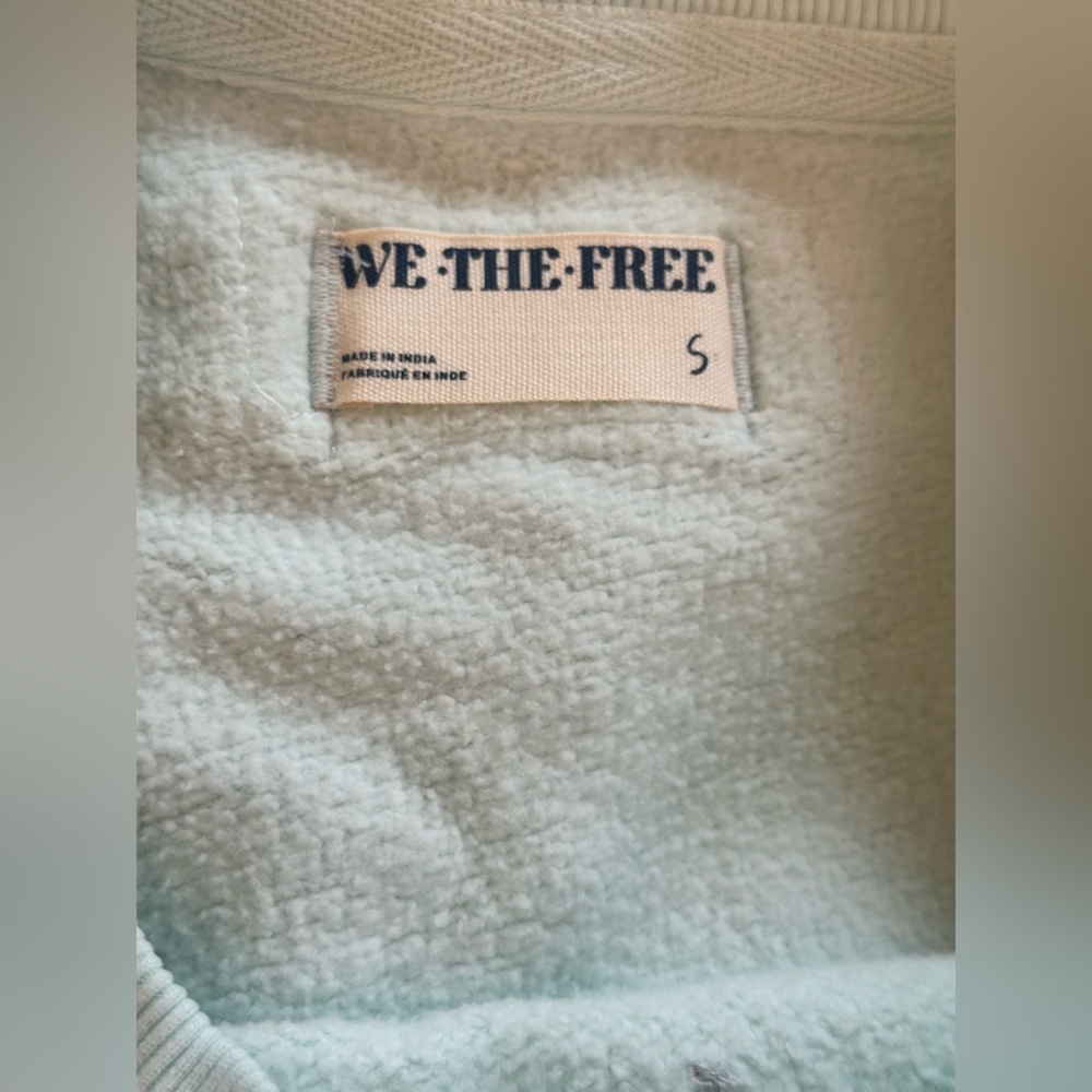 NWT sz S Free People We the Free Wallace Pullover sweatshirt in Sea Mist - Picture 11 of 12